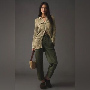 Anthropologie‎ Pilcro smocked shacket button down size small